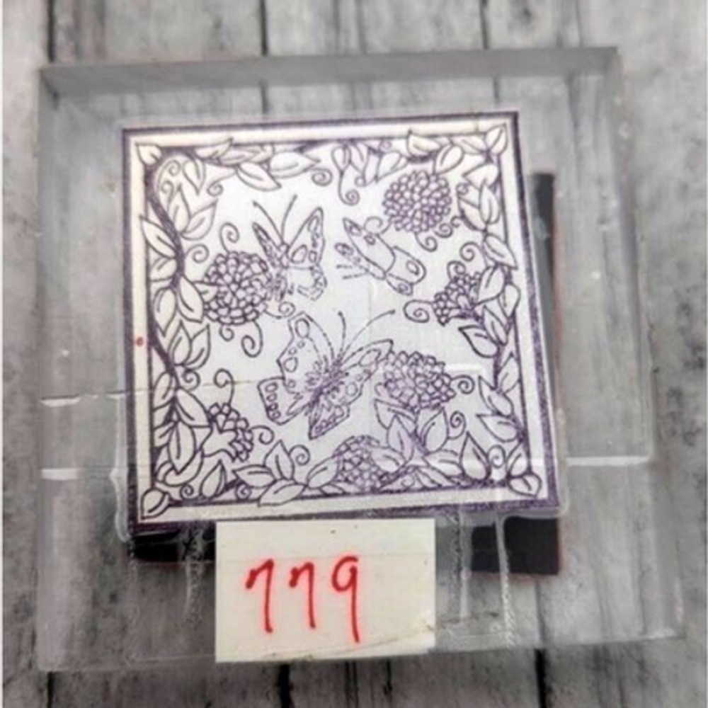 Butterfly Leafy Ivy Framed Acrylic Mount Rubber Stamp #i67